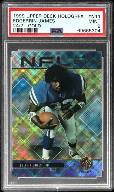 1999 Upper Deck HoloGrFX Edgerrin James 24/7 Gold #N11 card image