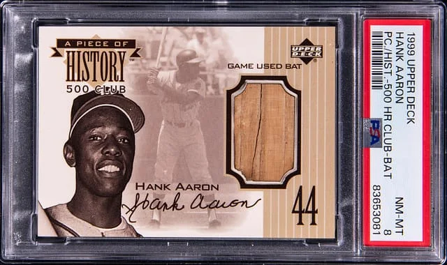 1999 Upper Deck Home Run Club Bat Hank Aaron A Piece of History #500 card image