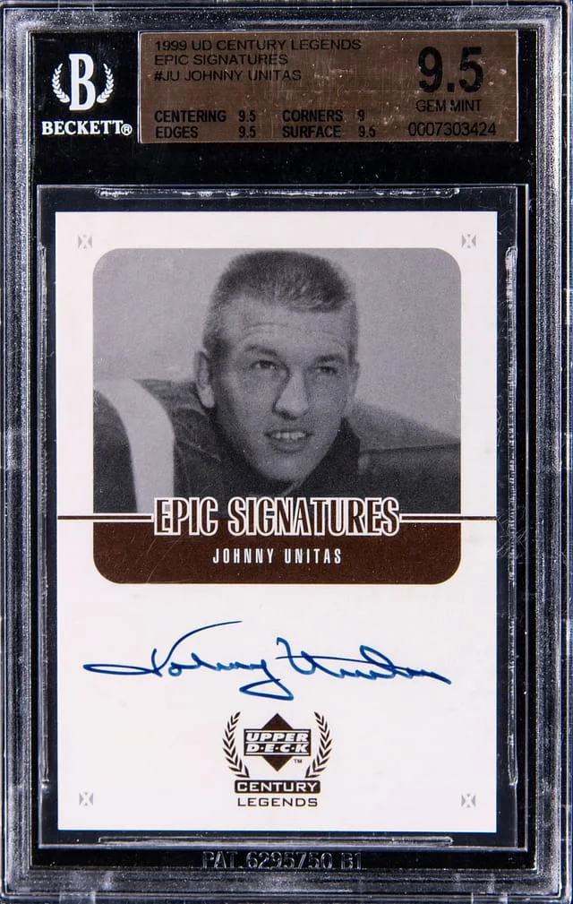 1999 Upper Deck Johnny Unitas Century Legends Epic Signatures #JU card image