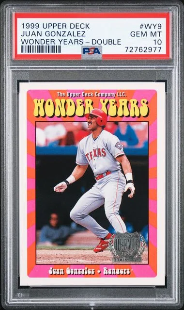 1999 Upper Deck Juan Gonzalez Wonder Years Double #WY9 card image