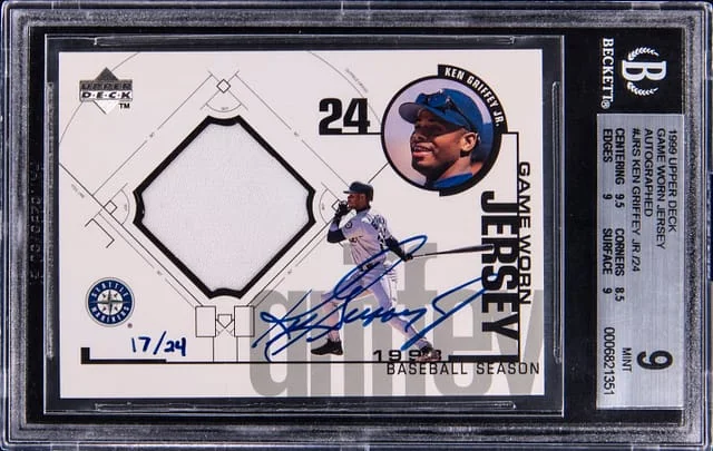 1999 Upper Deck Ken Griffey Jr. Game Worn Jersey Autographed #JRS card image