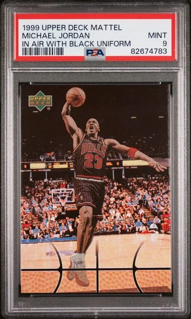 1999 Upper Deck Mattel In Air With Black Uniform Michael Jordan #no-number card image