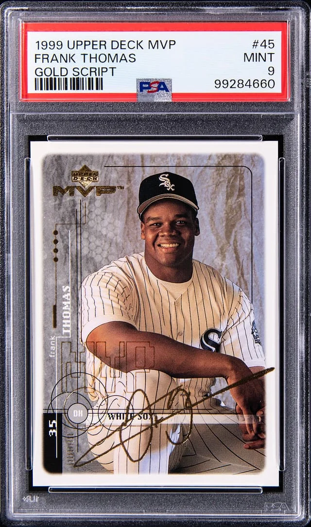 1999 Upper Deck MVP Frank Thomas Gold Script #45 card image