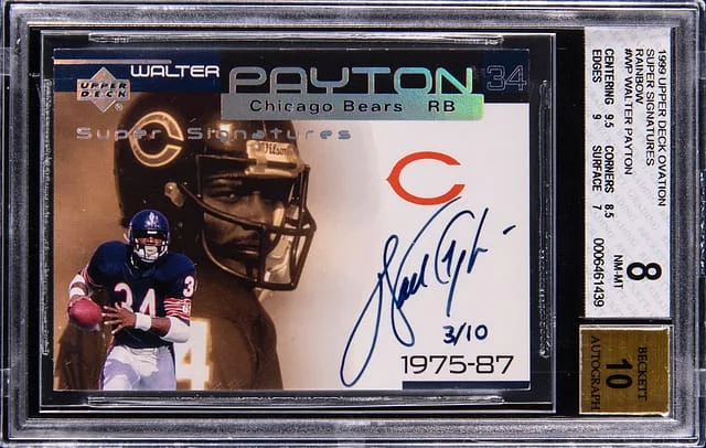 1999 Upper Deck Ovation Walter Payton Super Signatures Rainbow #WP card image