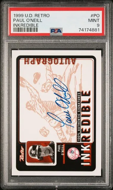 1999 Upper Deck Paul O'Neill Retro Inkredible #PO card image
