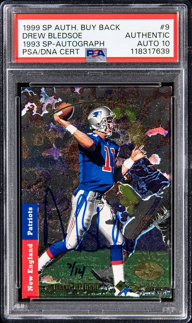 1999 Upper Deck SP Authentic Drew Bledsoe Autographed Buybacks 1993 SP #9 card image
