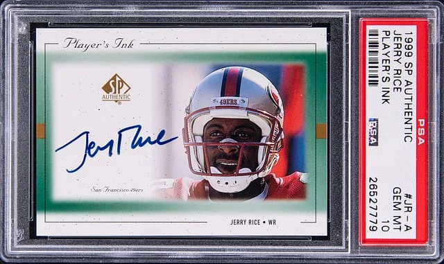 1999 Upper Deck SP Authentic Jerry Rice Player's Ink #JR-A card image
