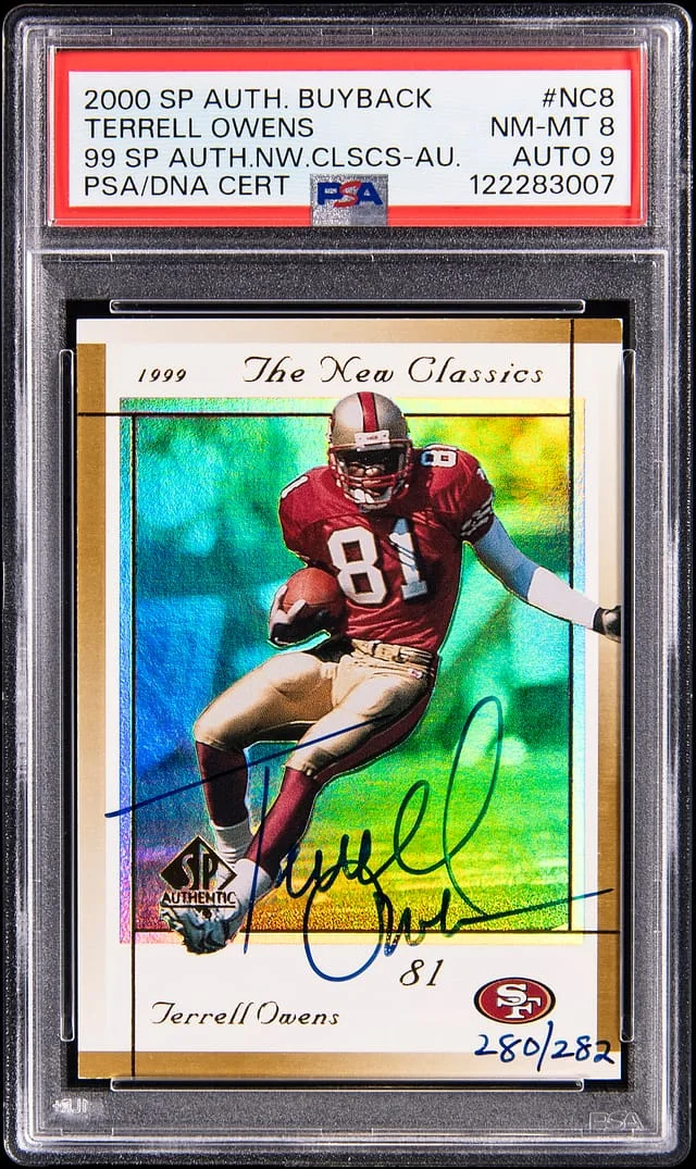 1999 Upper Deck SP Authentic Terrell Owens 2000 SP Authentic Buyback The New Classics Autograph #NC8 card image