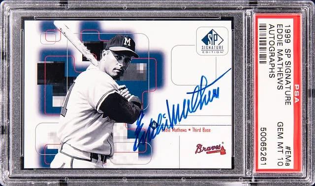 1999 Upper Deck SP Eddie Mathews Signature Autographs #EMA card image