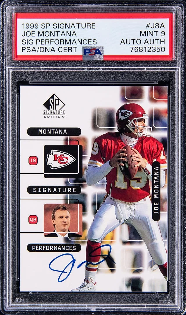 1999 Upper Deck SP Joe Montana Signature Signature Perfromances #J8A card image