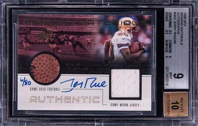 1999 Upper Deck SPx Jerry Rice Winning Materials Autographs #JR-R card image