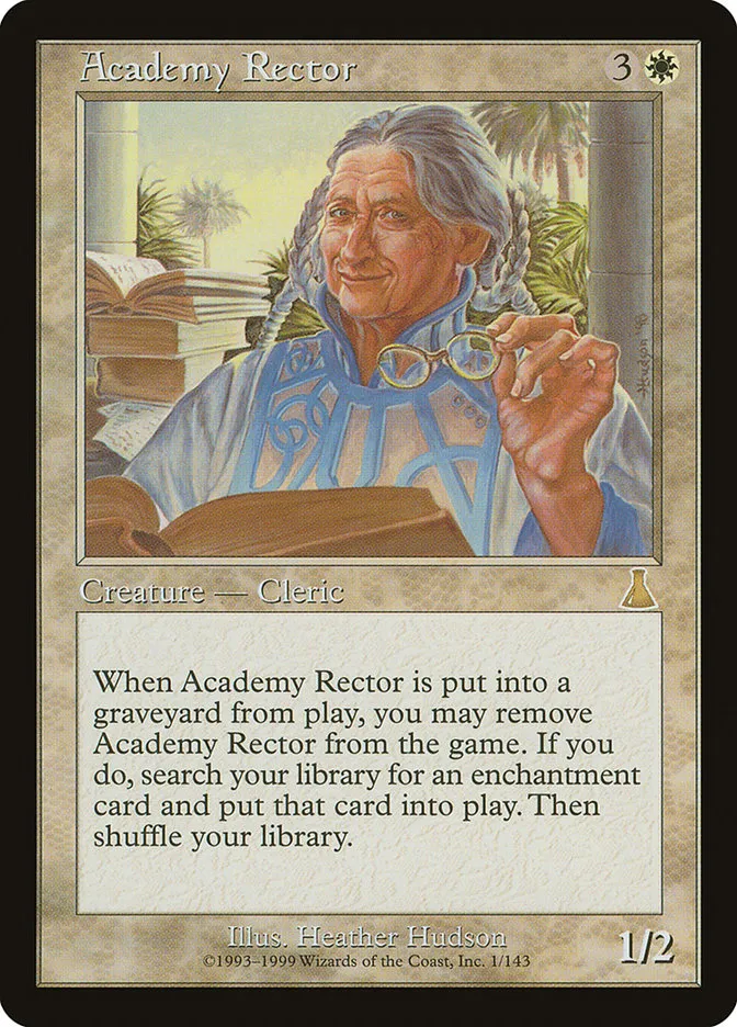 1999 Urza's Destiny Academy Rector rare #1 unlisted card image