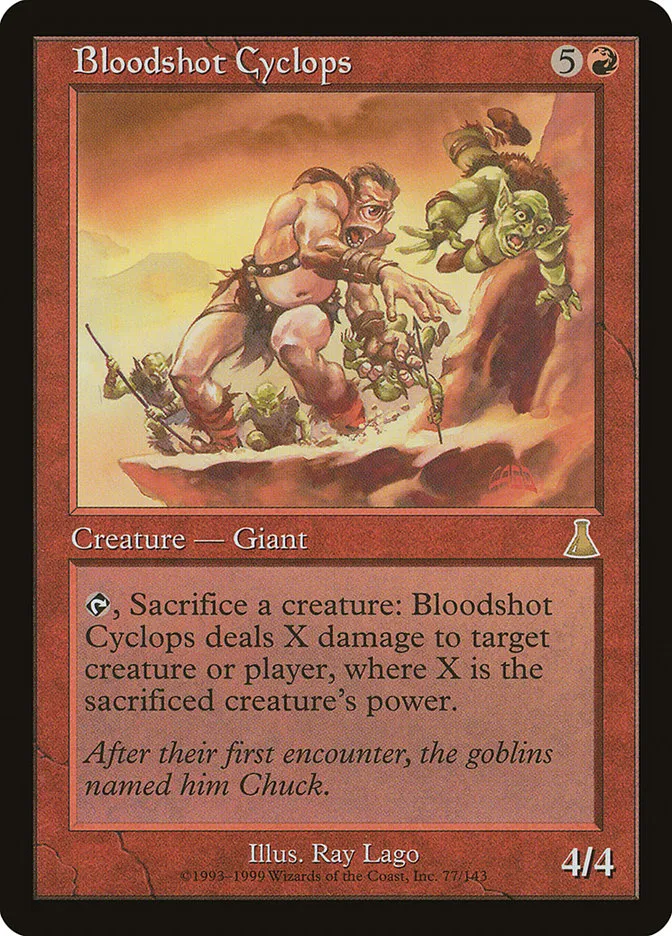 1999 Urza's Destiny Bloodshot Cyclops rare #77 unlisted card image