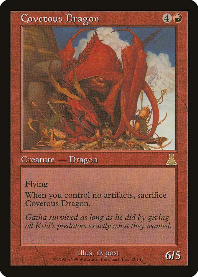 1999 Urza's Destiny Covetous Dragon rare #80 unlisted card image