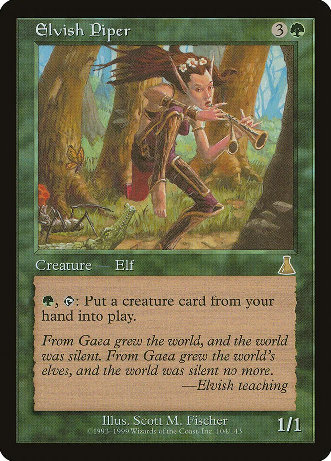 1999 Urza's Destiny Elvish Piper rare #104 unlisted card image