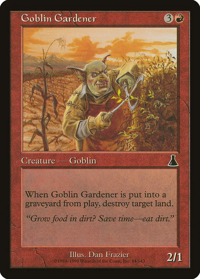 1999 Urza's Destiny Goblin Gardener common #84 unlisted card image