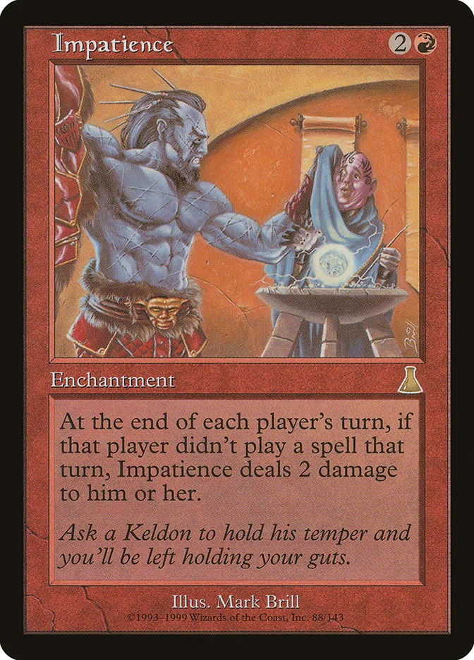 1999 Urza's Destiny Impatience rare #88 unlisted card image