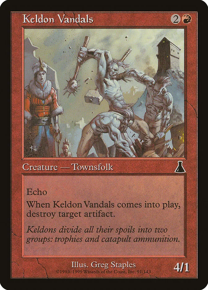 1999 Urza's Destiny Keldon Vandals common #91 unlisted card image