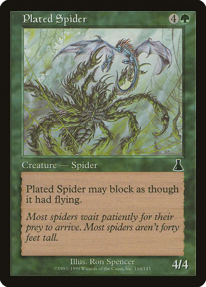 1999 Urza's Destiny Plated Spider common #116 unlisted card image