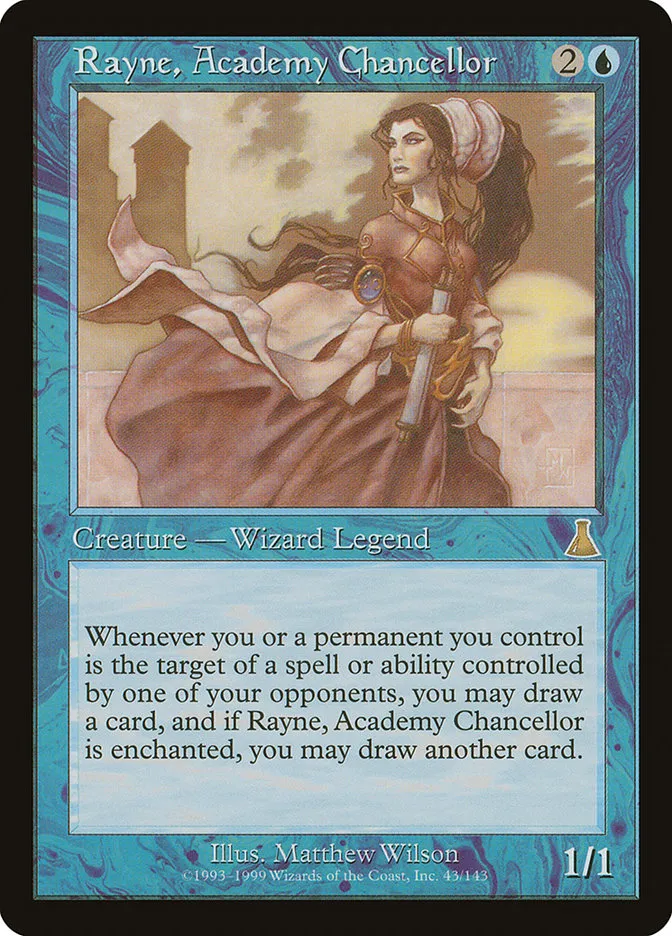 1999 Urza's Destiny Rayne, Academy Chancellor rare #43 unlisted card image