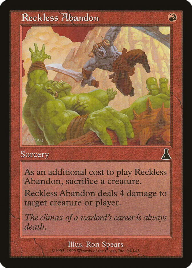 1999 Urza's Destiny Reckless Abandon common #94 unlisted card image