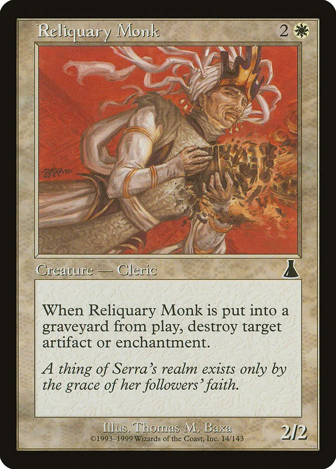 1999 Urza's Destiny Reliquary Monk common #14 unlisted card image