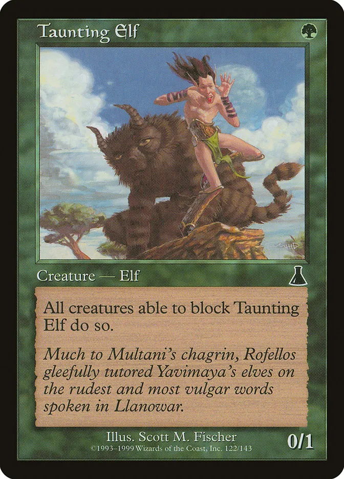 1999 Urza's Destiny Taunting Elf common #122 unlisted card image