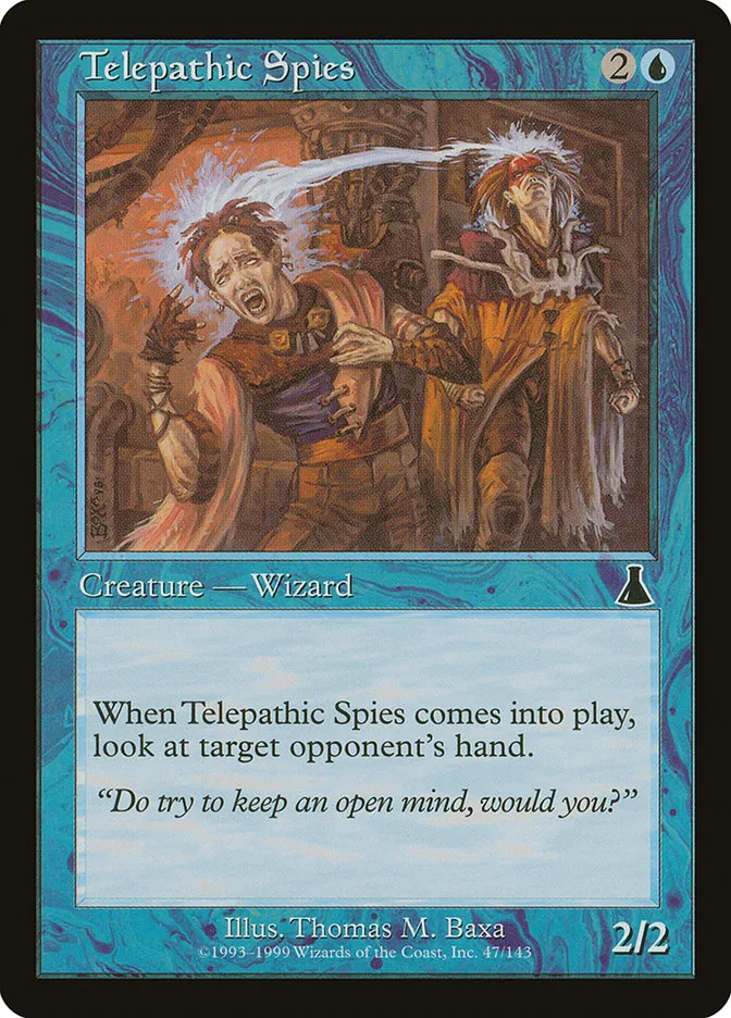 1999 Urza's Destiny Telepathic Spies common #47 unlisted card image