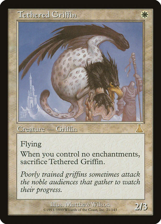1999 Urza's Destiny Tethered Griffin rare #21 unlisted card image