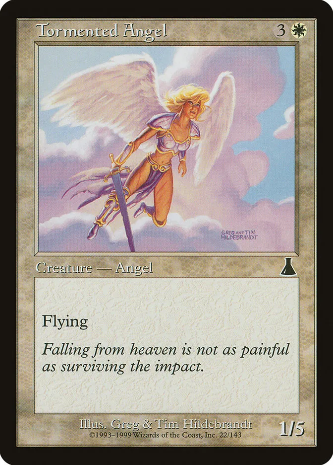 1999 Urza's Destiny Tormented Angel common #22 unlisted card image