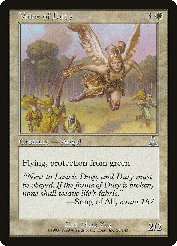 1999 Urza's Destiny Voice of Duty uncommon #23 unlisted card image