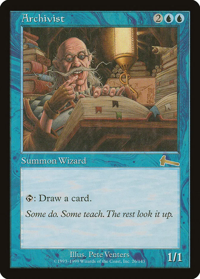 1999 Urza's Legacy Archivist rare #26 unlisted card image