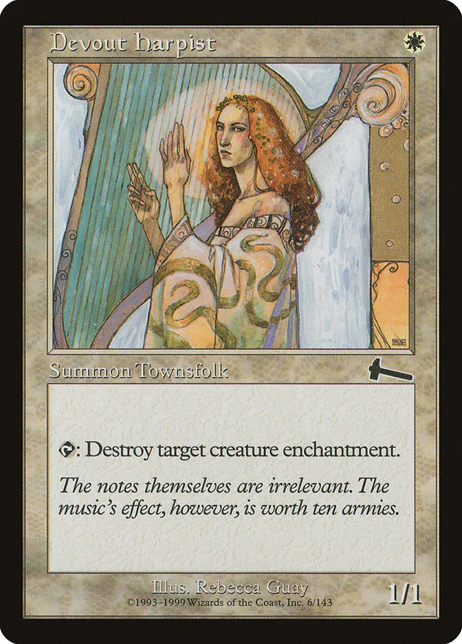 1999 Urza's Legacy Devout Harpist common #6 unlisted card image