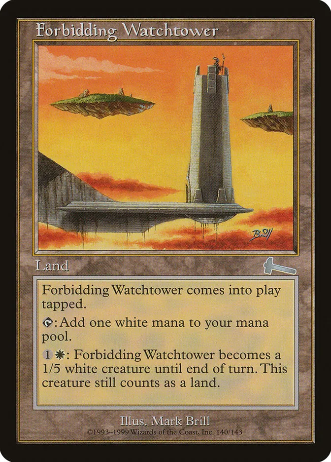 1999 Urza's Legacy Forbidding Watchtower uncommon #140 unlisted card image