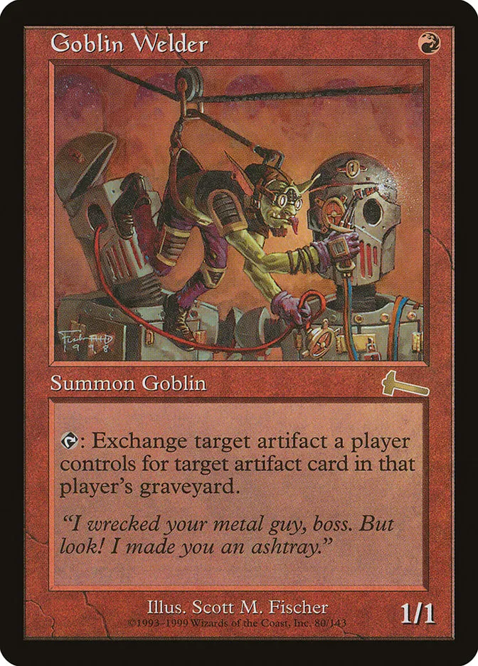 1999 Urza's Legacy Goblin Welder rare #80 unlisted card image