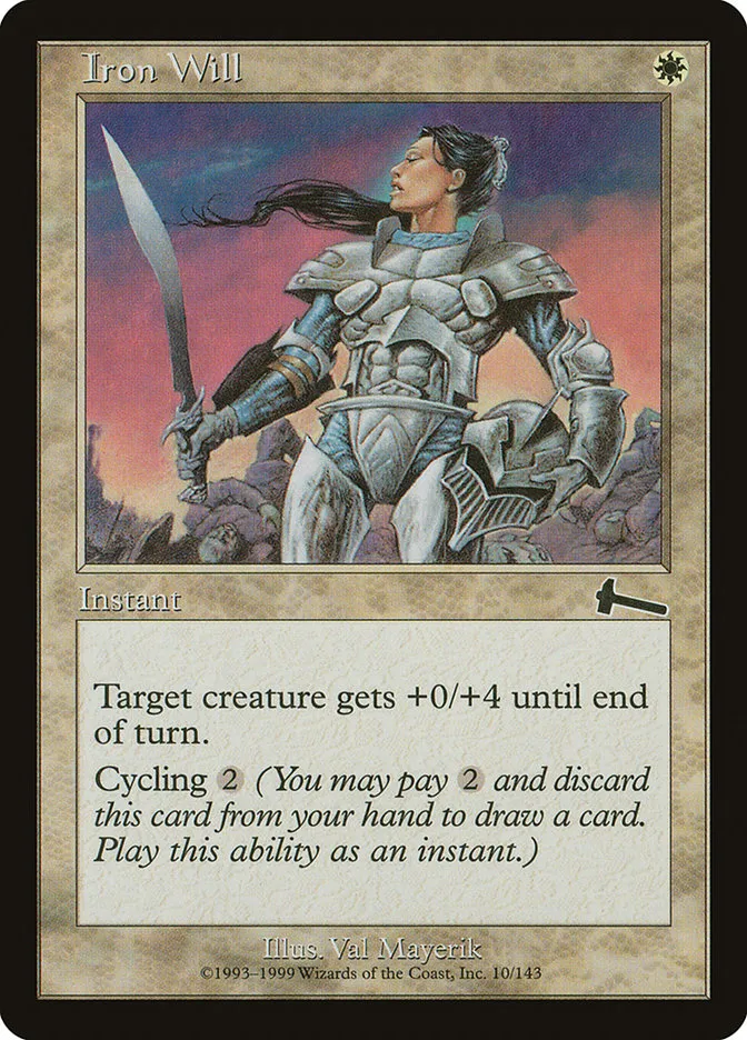 1999 Urza's Legacy Iron Will common #10 unlisted card image