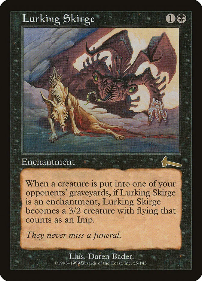 1999 Urza's Legacy Lurking Skirge rare #55 unlisted card image