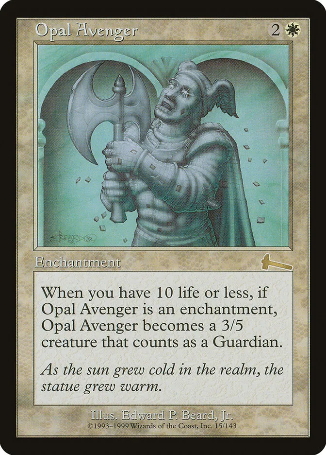 1999 Urza's Legacy Opal Avenger rare #15 unlisted card image