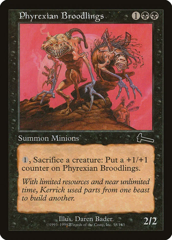 1999 Urza's Legacy Phyrexian Broodlings common #58 unlisted card image