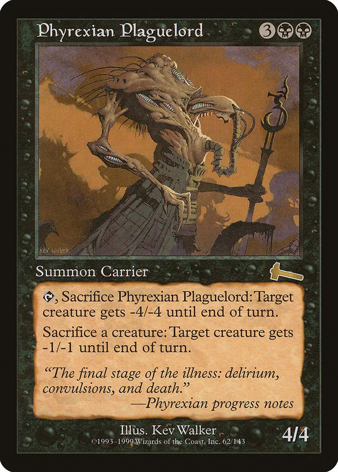 1999 Urza's Legacy Phyrexian Plaguelord rare #62 unlisted card image