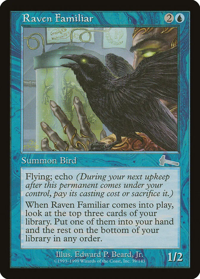 1999 Urza's Legacy Raven Familiar uncommon #39 unlisted card image