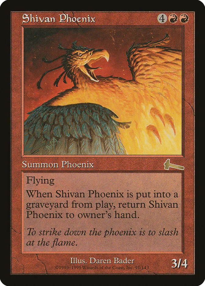 1999 Urza's Legacy Shivan Phoenix rare #91 unlisted card image