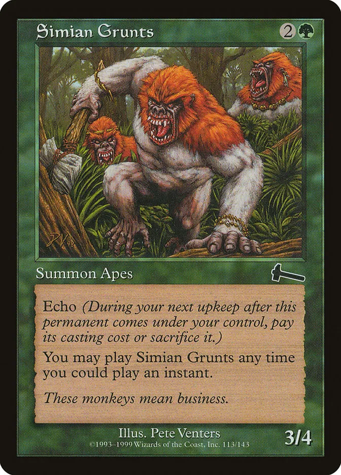 1999 Urza's Legacy Simian Grunts common #113 unlisted card image
