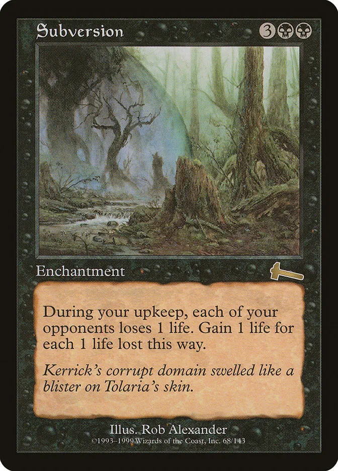 1999 Urza's Legacy Subversion rare #68 unlisted card image
