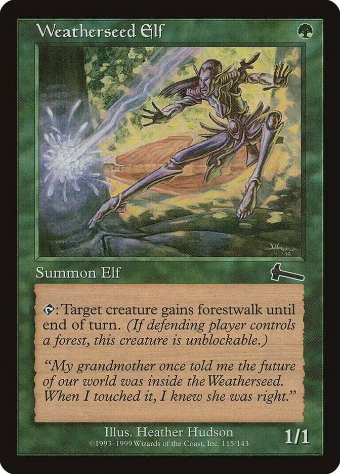 1999 Urza's Legacy Weatherseed Elf common #115 unlisted card image