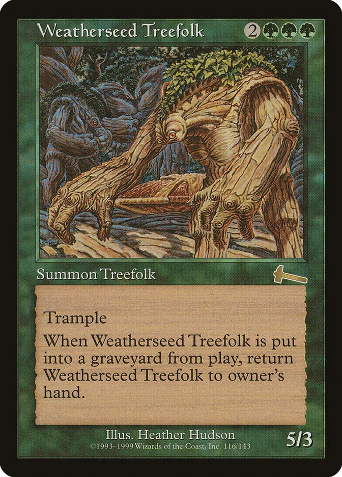 1999 Urza's Legacy Weatherseed Treefolk rare #116 unlisted card image