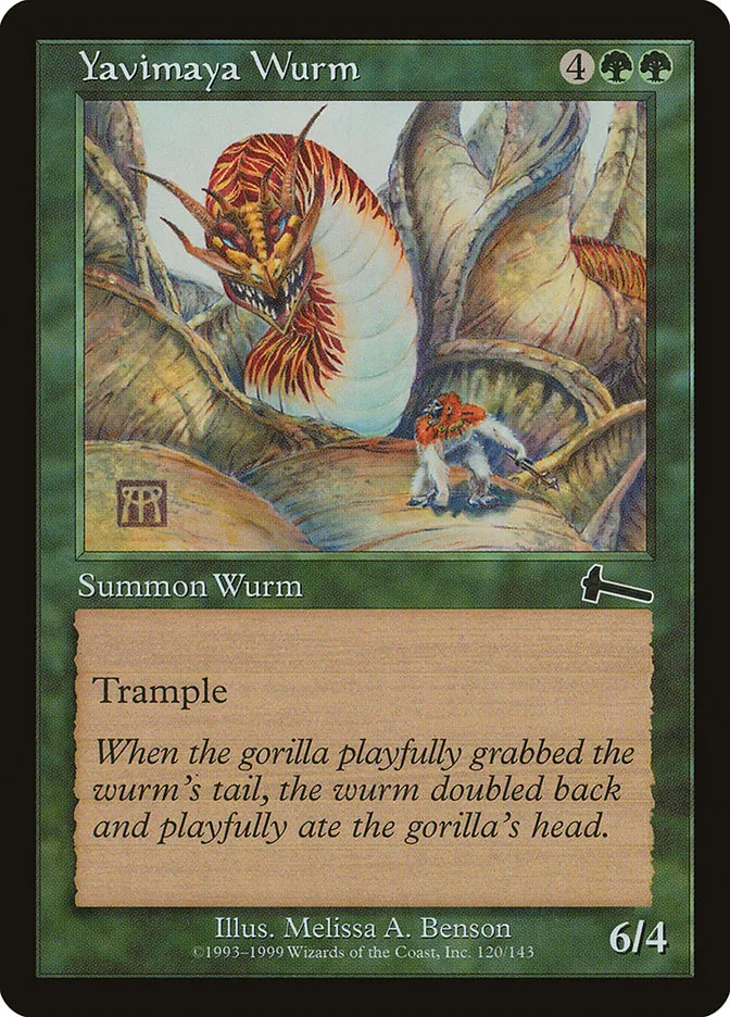 1999 Urza's Legacy Yavimaya Wurm common #120 unlisted card image