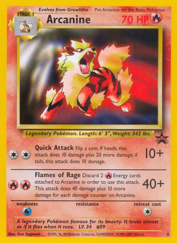 1999 Wizards Black Star Promos Arcanine Promo #06/53 Promo card image