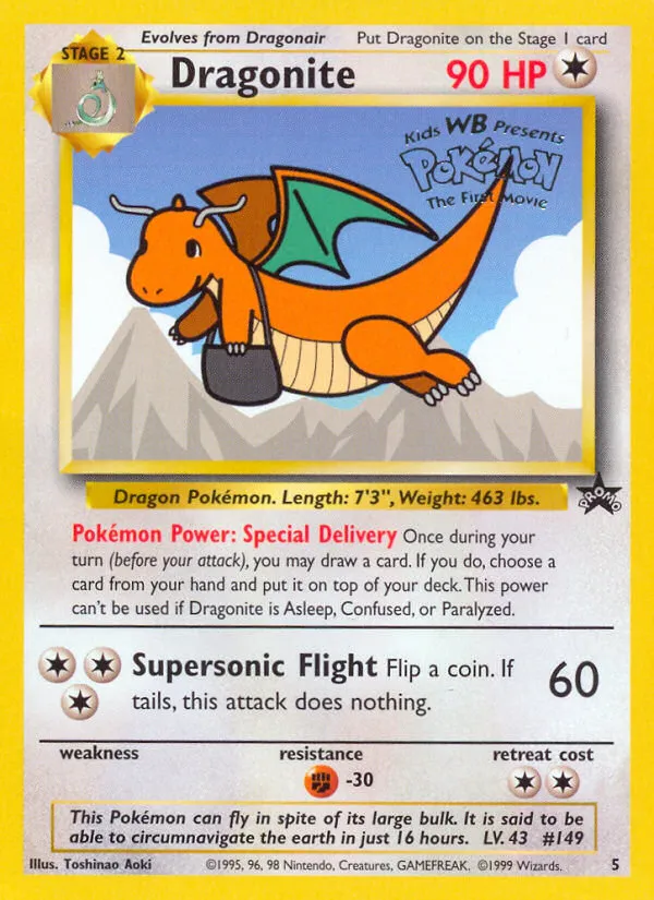 1999 Wizards Black Star Promos Dragonite Promo #05/53 Promo card image