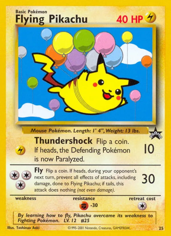 1999 Wizards Black Star Promos Flying Pikachu Promo #25/53 Promo card image